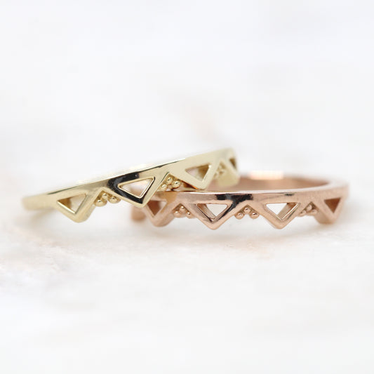 Samantha- (M) Alpine Wedding Band - Stackable Wedding Band - Made to Order, Choose Your Gold Tone - Midwinter Co. Alternative Bridal Rings and Modern Fine Jewelry