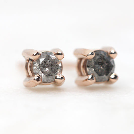 14k Gold Earring Studs with Gray Celestial Diamonds - Made to Order - Midwinter Co. Alternative Bridal Rings and Modern Fine Jewelry