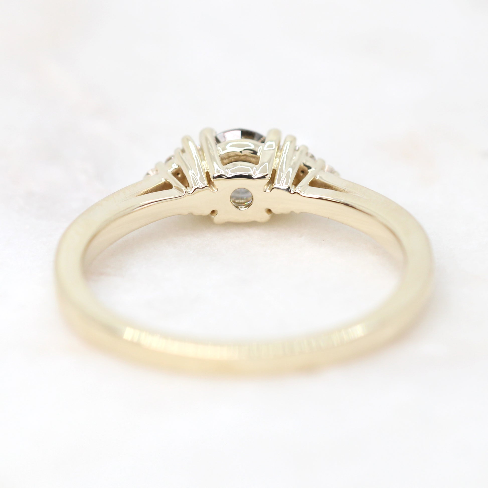 Autumn Ring with a 0.56 Carat Round Champagne Celestial Diamond and White Accent Diamonds in 14k Yellow Gold - Ready to Size and Ship - Midwinter Co. Alternative Bridal Rings and Modern Fine Jewelry