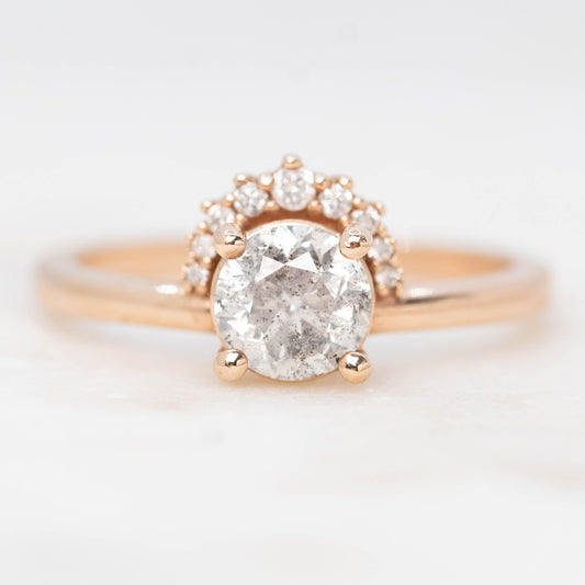 Lonnie Ring with a 1.01 Carat Round Gray Salt and Pepper Diamond in 10k Rose Gold - Ready to Size and Ship - Midwinter Co. Alternative Bridal Rings and Modern Fine Jewelry