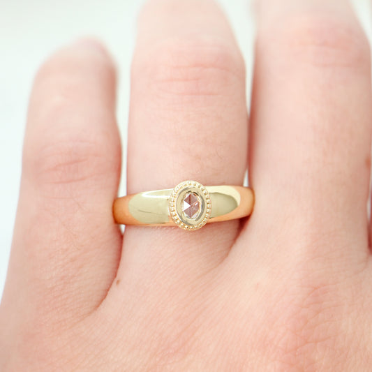 Eloise Ring with a 0.10 Carat Oval Diamond in 14k Yellow Gold - Made to Order - Midwinter Co. Alternative Bridal Rings and Modern Fine Jewelry