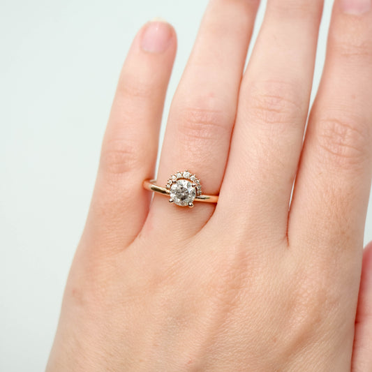Lonnie Ring with a 1.01 Carat Round Gray Salt and Pepper Diamond in 10k Rose Gold - Ready to Size and Ship - Midwinter Co. Alternative Bridal Rings and Modern Fine Jewelry