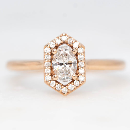 Etta Ring with a 0.37 Carat Oval Lab Grown Certified Diamond in 10k Rose Gold - Ready to Size and Ship - Midwinter Co. Alternative Bridal Rings and Modern Fine Jewelry