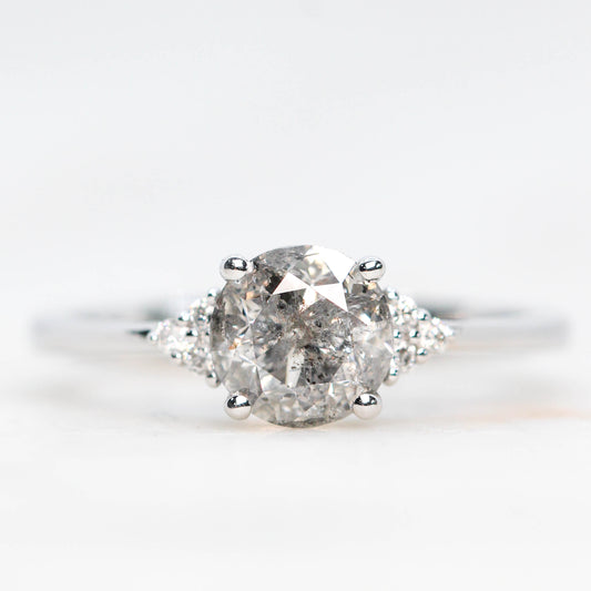 Imogene Ring with a 1.28 Carat Gray Celestial Round Diamond and White Accent Diamonds in 14k White Gold - Ready to Size and Ship - Midwinter Co. Alternative Bridal Rings and Modern Fine Jewelry