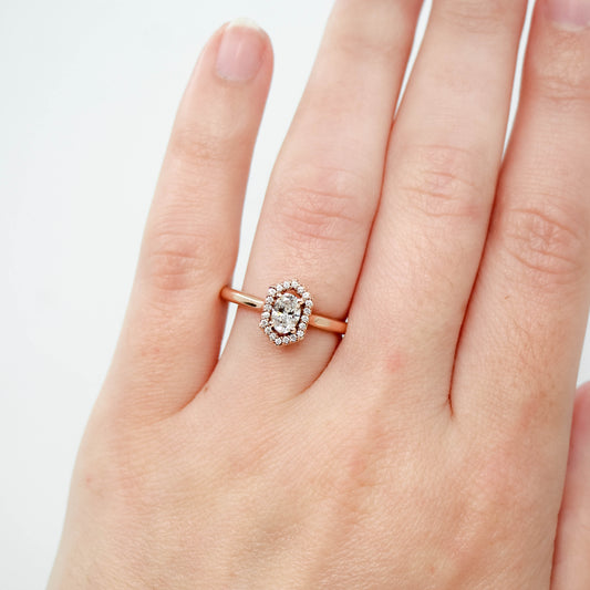 Etta Ring with a 0.37 Carat Oval Lab Grown Certified Diamond in 10k Rose Gold - Ready to Size and Ship - Midwinter Co. Alternative Bridal Rings and Modern Fine Jewelry