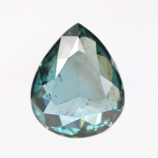 1.20 Carat Rose or Brilliant Cut Clear Teal Pear Diamond for Custom Work - Inventory Code TPD120 - Midwinter Co. Alternative Bridal Rings and Modern Fine Jewelry