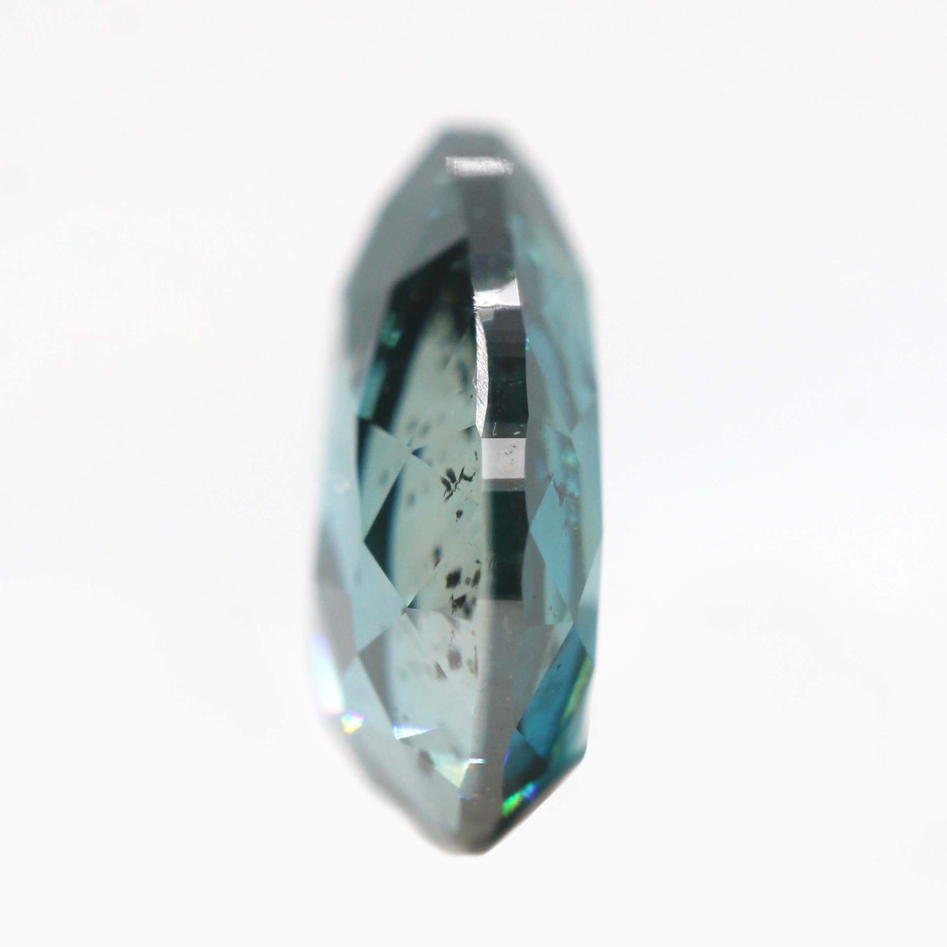 1.20 Carat Rose or Brilliant Cut Clear Teal Pear Diamond for Custom Work - Inventory Code TPD120 - Midwinter Co. Alternative Bridal Rings and Modern Fine Jewelry