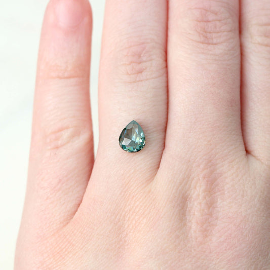 1.20 Carat Rose or Brilliant Cut Clear Teal Pear Diamond for Custom Work - Inventory Code TPD120 - Midwinter Co. Alternative Bridal Rings and Modern Fine Jewelry