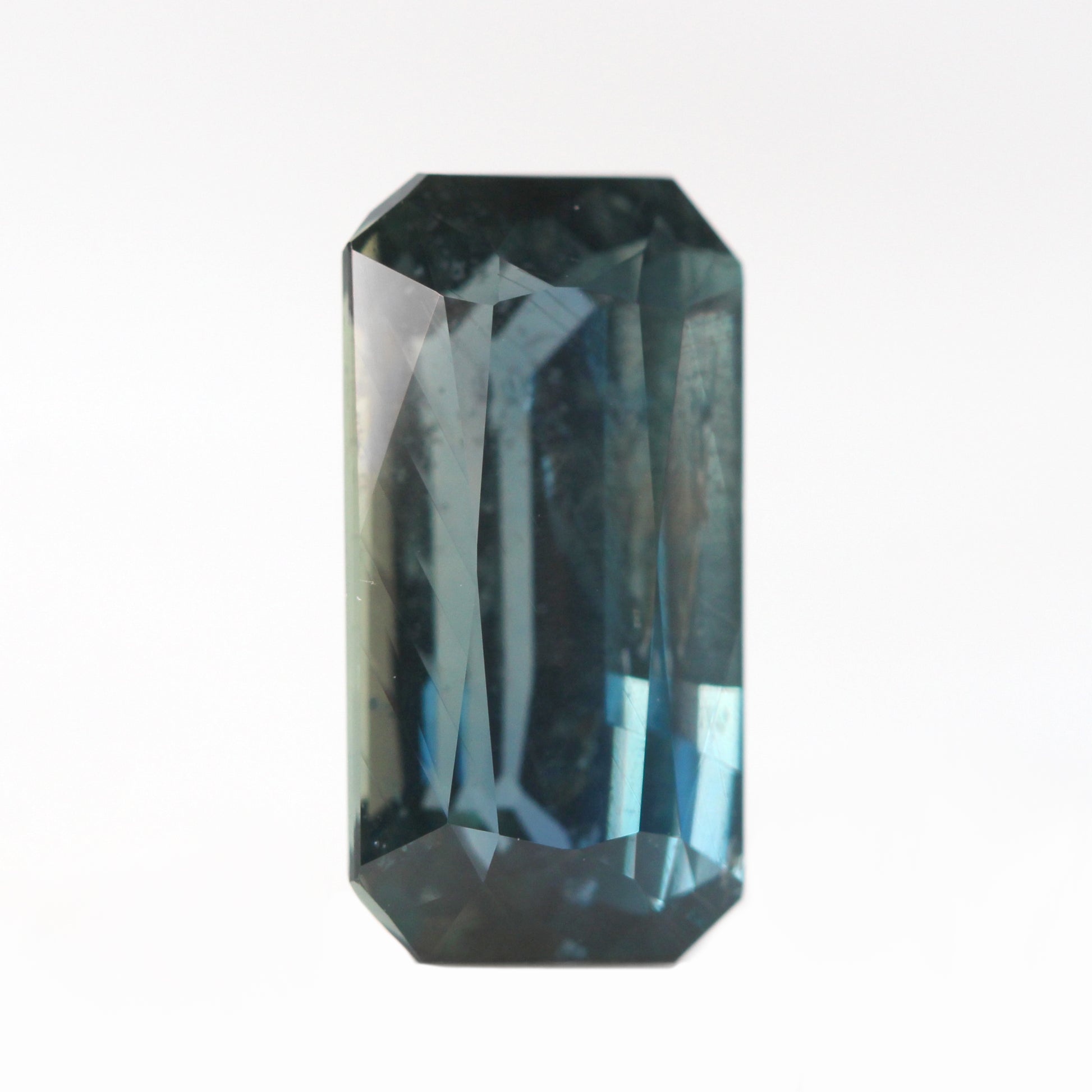 6.00 Carat Emerald Cut Dark Teal Sapphire for Custom Work - Inventory Code TES599 - Midwinter Co. Alternative Bridal Rings and Modern Fine Jewelry