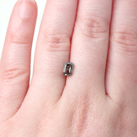 1.13 Carat Emerald Cut Dark and Clear Salt and Pepper Diamond for Custom Work - Inventory Code DCE113 - Midwinter Co. Alternative Bridal Rings and Modern Fine Jewelry