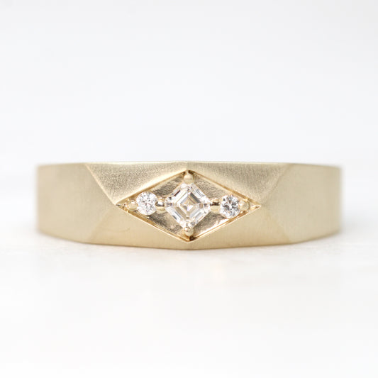 Marcus Ring - Geometric Diamond or Sapphire Unisex Wedding Band - Made to Order, Choose Your Gold Tone - Midwinter Co. Alternative Bridal Rings and Modern Fine Jewelry