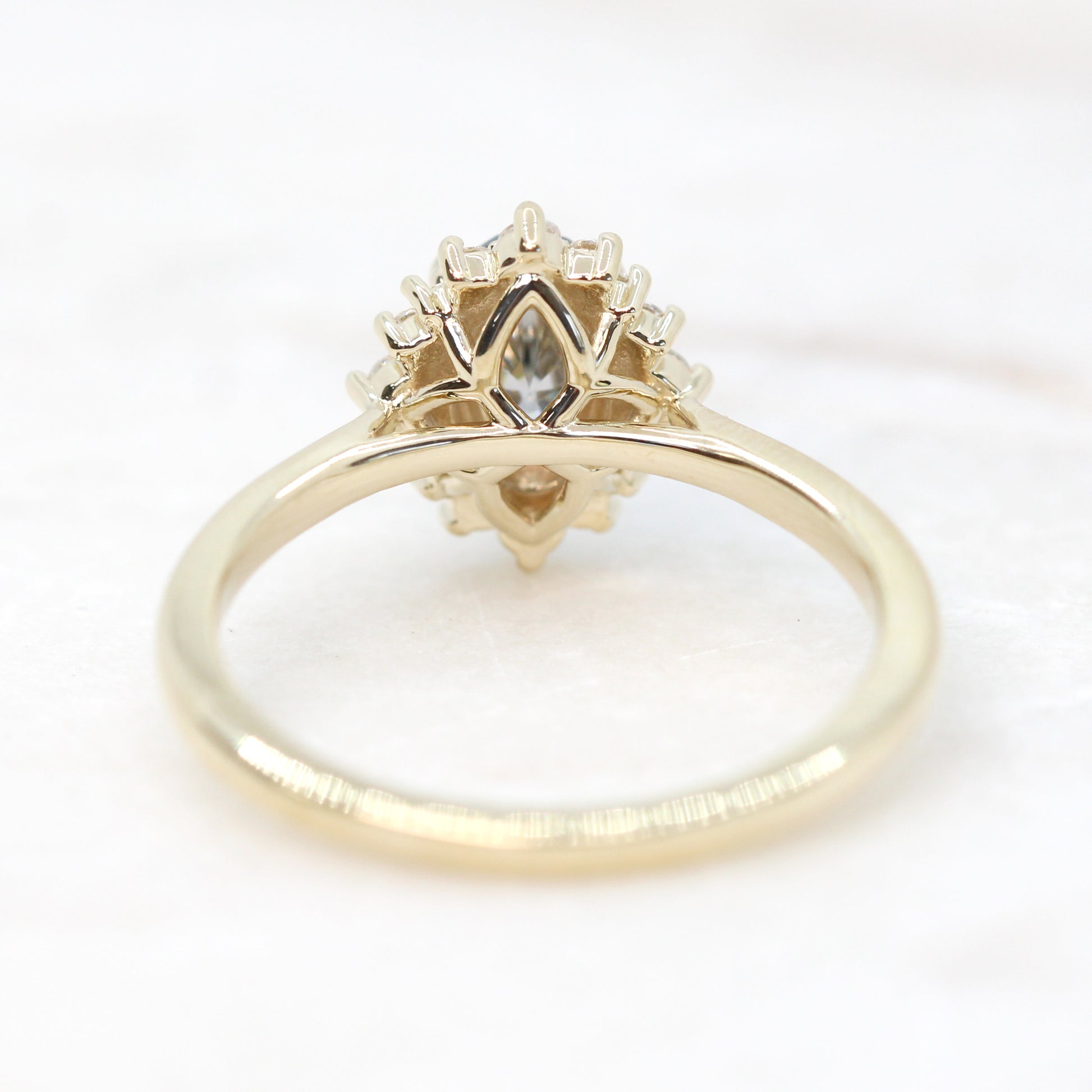Lena Ring with an Gray Oval Moissanite and Moissanite Accents - Made to Order, Choose Your Gold Tone - Midwinter Co. Alternative Bridal Rings and Modern Fine Jewelry