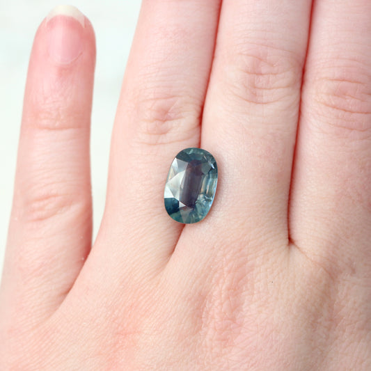 Caelen - 6.63 Carat Elongated Cushion Cut Light Teal Blue Sapphire for Custom Work - Inventory Code ECTS663 - Midwinter Co. Alternative Bridal Rings and Modern Fine Jewelry
