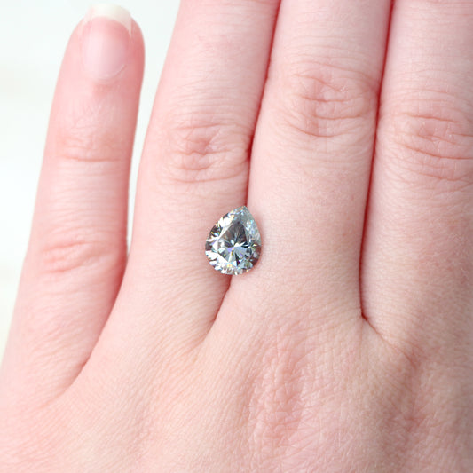 2.50 Carat Pear Gray Moissanite for Custom Work - Inventory Code GPM250 - Midwinter Co. Alternative Bridal Rings and Modern Fine Jewelry
