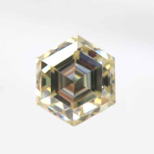 1.25 Carat Hexagon Golden Moissanite for Custom Work - Inventory Code HGM125 - Midwinter Co. Alternative Bridal Rings and Modern Fine Jewelry