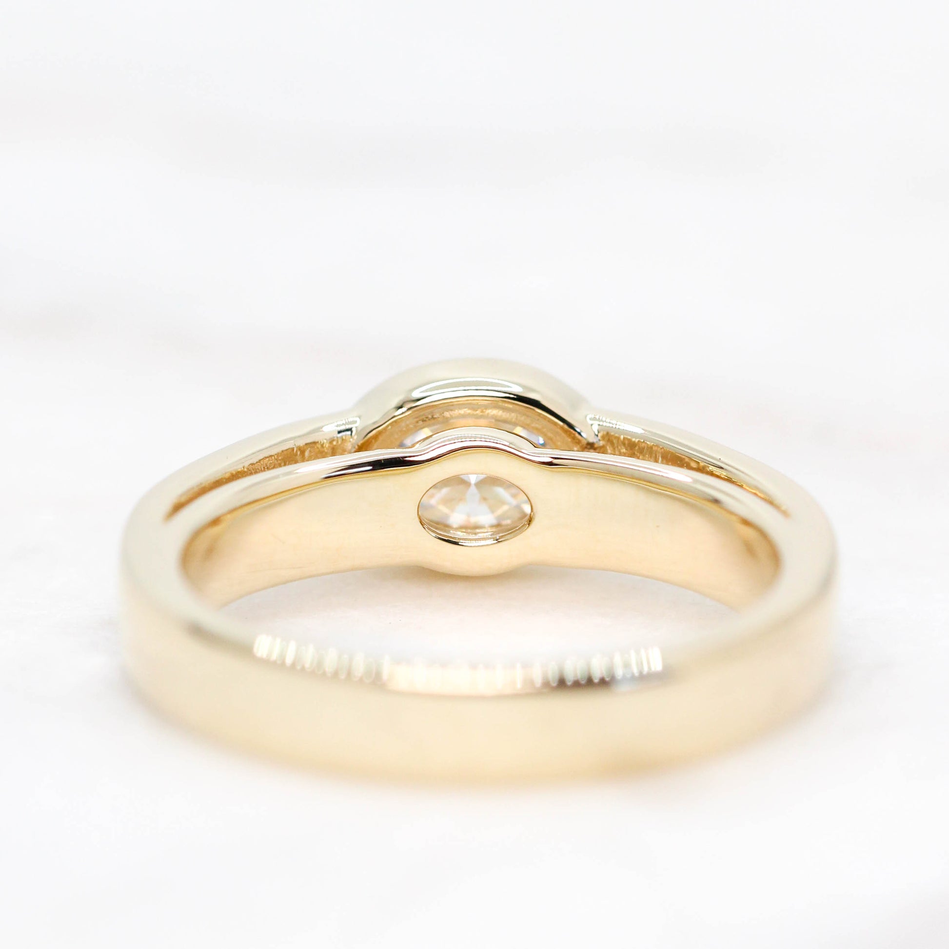 *NEED TO PHOTO BRUSHED* Mabel Ring with a 0.84 Carat Oval Moissanite - Made to Order, Choose Your Gold Tone - Midwinter Co. Alternative Bridal Rings and Modern Fine Jewelry