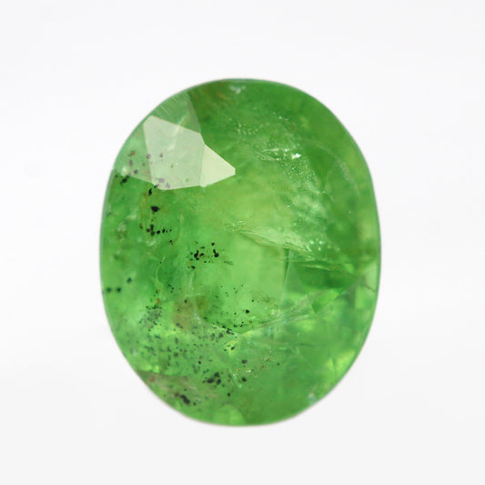 1.63 Carat Bright Green Oval Grossular Garnet for Custom Work - Inventory Code GOG163 - Midwinter Co. Alternative Bridal Rings and Modern Fine Jewelry