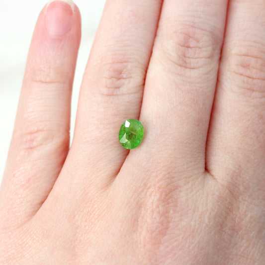 1.63 Carat Bright Green Oval Grossular Garnet for Custom Work - Inventory Code GOG163 - Midwinter Co. Alternative Bridal Rings and Modern Fine Jewelry