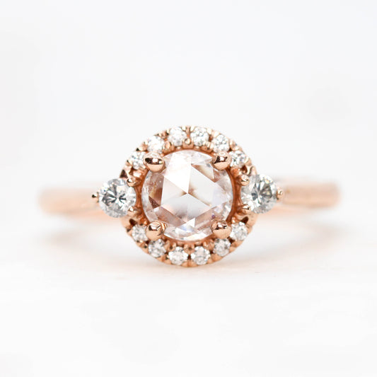 Vanessa Ring with 0.41 Carat Rose Cut Clear Round Diamond and Natural Diamond Accents in 10k Rose Gold - Ready to Size and Ship - Midwinter Co. Alternative Bridal Rings and Modern Fine Jewelry