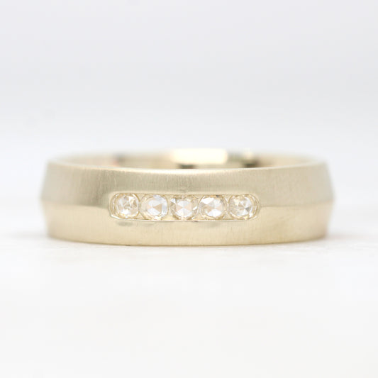 Joel Band - Knife Edge Rose Cut Vintage Style Diamond Unisex Wedding Band - Made to Order in 14k Gold of choice - Midwinter Co. Alternative Bridal Rings and Modern Fine Jewelry