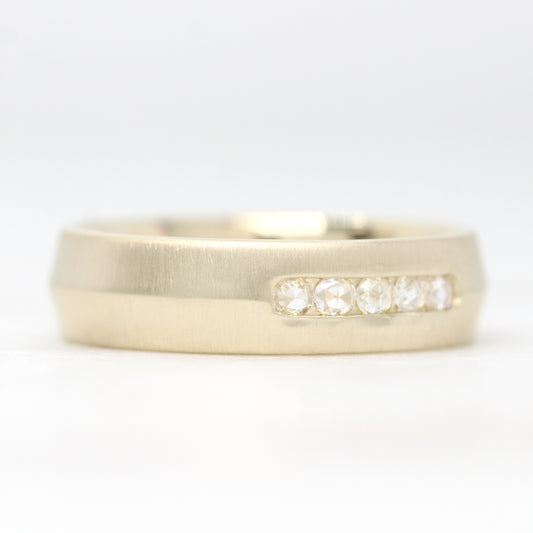 Joel Band - Knife Edge Rose Cut Vintage Style Diamond Unisex Wedding Band - Made to Order in 14k Gold of choice - Midwinter Co. Alternative Bridal Rings and Modern Fine Jewelry