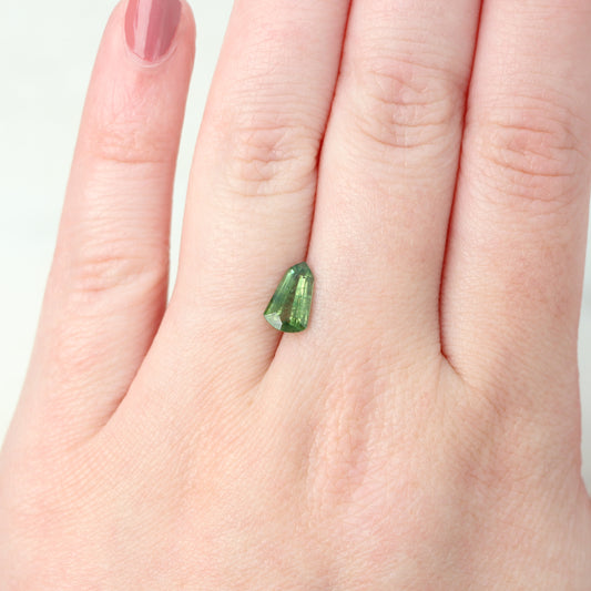 1.39 Carat Light Green Shield Cut Sapphire for Custom Work - Inventory Code GSS139 - Midwinter Co. Alternative Bridal Rings and Modern Fine Jewelry