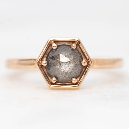 Rhetta Ring with a 0.70 Carat Gray Salt and Pepper Diamond in 10k Rose Gold - Ready to Size and Ship - Midwinter Co. Alternative Bridal Rings and Modern Fine Jewelry