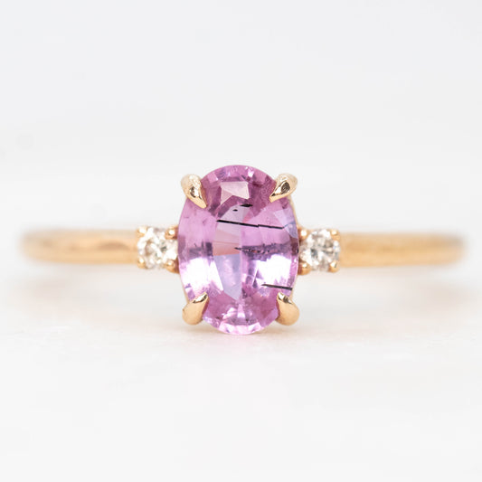 Terra Ring with a 1.05 Carat Pink Oval Sapphire and White Accent Diamonds in 14k Rose Gold - Ready to Size and Ship - Midwinter Co. Alternative Bridal Rings and Modern Fine Jewelry