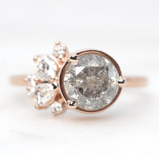 Abetha Ring with a 1.61 Carat Round Gray Celestial Diamond and White Accent Diamonds in 14k Rose Gold - Ready to Size and Ship - Midwinter Co. Alternative Bridal Rings and Modern Fine Jewelry