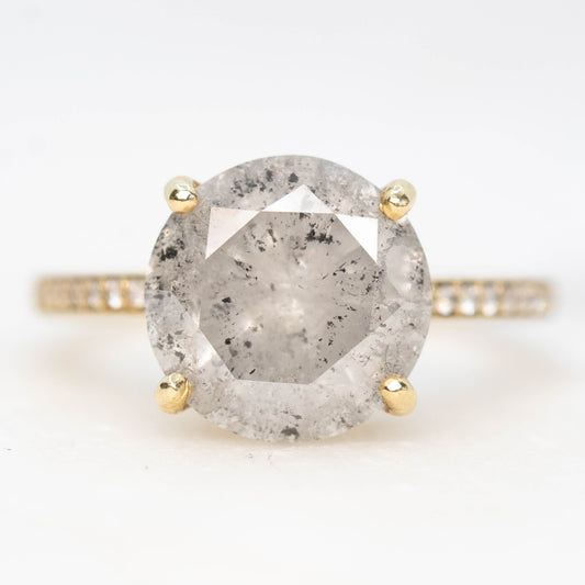 Imani Ring with a 4.87 Carat Salt and Pepper Diamond and White Pave Diamonds in 14k Yellow Gold - Ready to Size and Ship - Midwinter Co. Alternative Bridal Rings and Modern Fine Jewelry