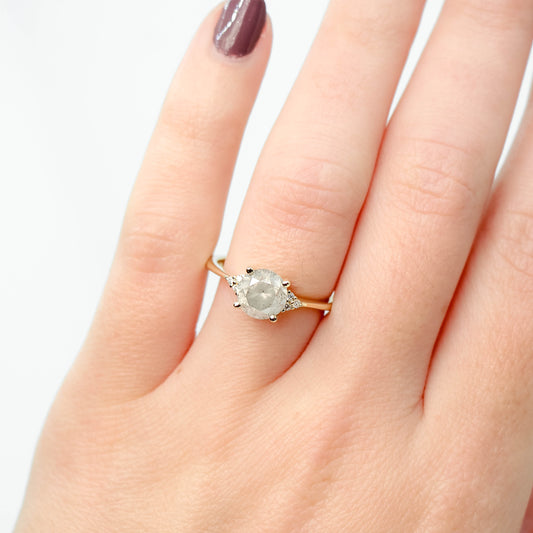 Imogene Ring with a 1.89 Carat Misty White Round Diamond and White Canadian Accent Diamonds in 14k Yellow Gold - Ready to Size and Ship - Midwinter Co. Alternative Bridal Rings and Modern Fine Jewelry