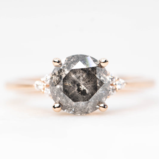Imogene Ring with a 2.23 Carat Stormy Gray Round Diamond and White Canadian Accent Diamonds in 14k Rose Gold - Ready to Size and Ship - Midwinter Co. Alternative Bridal Rings and Modern Fine Jewelry
