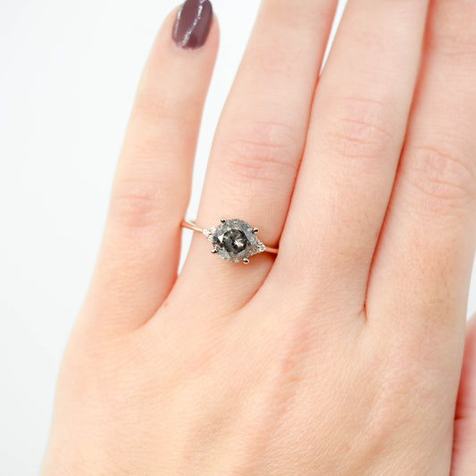 Imogene Ring with a 2.23 Carat Stormy Gray Round Diamond and White Canadian Accent Diamonds in 14k Rose Gold - Ready to Size and Ship - Midwinter Co. Alternative Bridal Rings and Modern Fine Jewelry