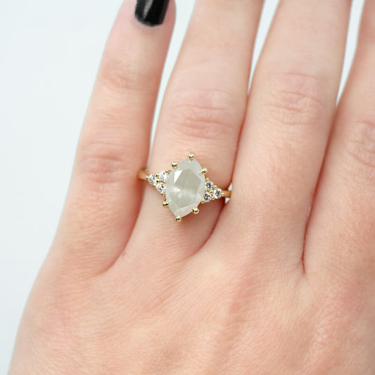 Imogene Ring with a 3.21 Carat Misty White Marquise Diamond and Canadian White Accent Diamonds in 14k Yellow Gold - Ready to Size and Ship - Midwinter Co. Alternative Bridal Rings and Modern Fine Jewelry