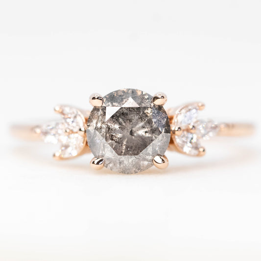 Tressa Ring with a 1.62 Carat Stormy Gray Diamond and White Accent Diamonds in 14k Rose Gold - Ready to Size and Ship - Midwinter Co. Alternative Bridal Rings and Modern Fine Jewelry