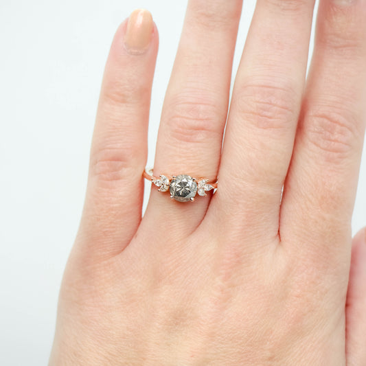 Tressa Ring with a 1.62 Carat Stormy Gray Diamond and White Accent Diamonds in 14k Rose Gold - Ready to Size and Ship - Midwinter Co. Alternative Bridal Rings and Modern Fine Jewelry