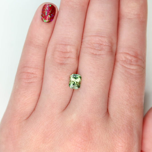 1.67 Carat Light Green Emerald Cut Sapphire for Custom Work - Inventory Code LGES167