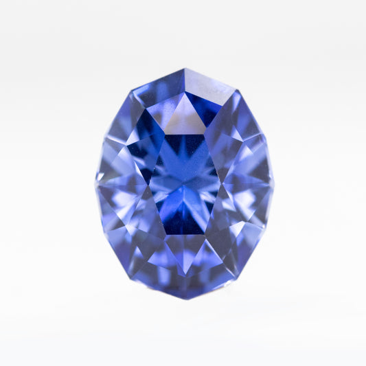 4.29 Carat Lab Grown Blue Geometric Oval Sapphire for Custom Work - Inventory Code LGGO429 - Midwinter Co. Alternative Bridal Rings and Modern Fine Jewelry