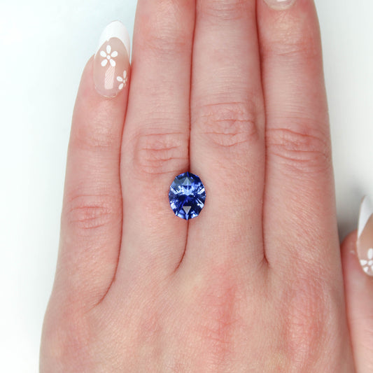 4.29 Carat Lab Grown Blue Geometric Oval Sapphire for Custom Work - Inventory Code LGGO429 - Midwinter Co. Alternative Bridal Rings and Modern Fine Jewelry