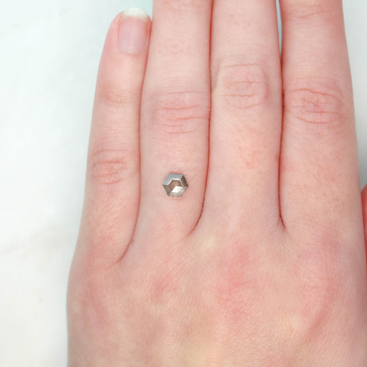 0.83 Carat Light Gray Hexagon Salt and Pepper Diamond for Custom Work - Inventory Code LGH083 - Midwinter Co. Alternative Bridal Rings and Modern Fine Jewelry