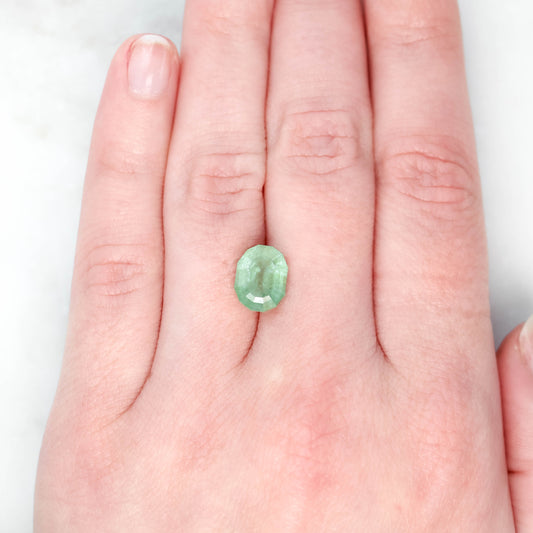 5.00 Carat Light Green Geometric Oval Sapphire for Custom Work - Inventory Code LGGO500 - Midwinter Co. Alternative Bridal Rings and Modern Fine Jewelry