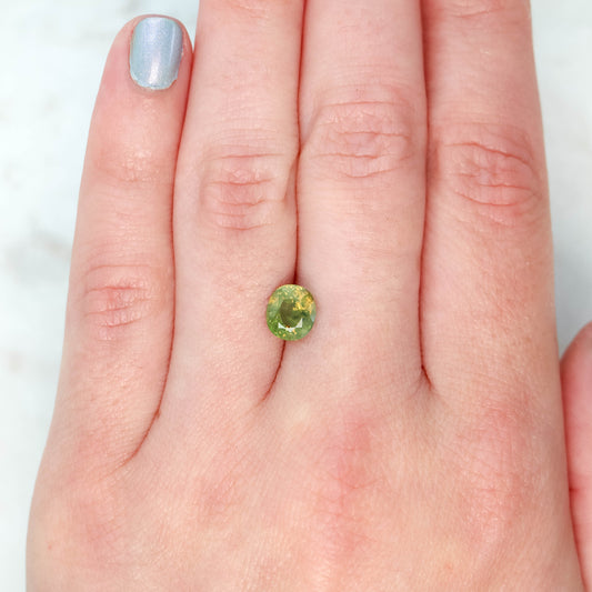 1.87 Light Green Opalescent Oval Sapphire for Custom Work - Inventory Code LGOS187 - Midwinter Co. Alternative Bridal Rings and Modern Fine Jewelry