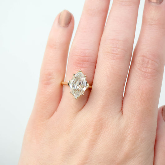 Margaret Ring with a 5.24 Carat Elongated Hexagon Moissanite in 14k Champagne Gold - Ready to Size and Ship - Midwinter Co. Alternative Bridal Rings and Modern Fine Jewelry