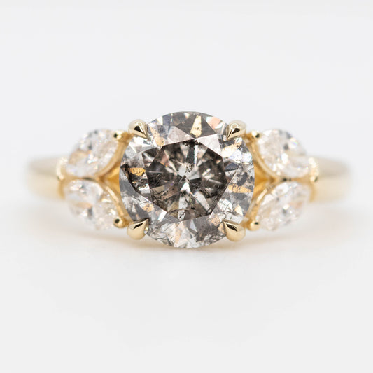 Marisol Ring with a 2.08 Carat Stormy Gray Diamond and White Accent Diamonds in 14k Yellow Gold - Ready to Size and Ship