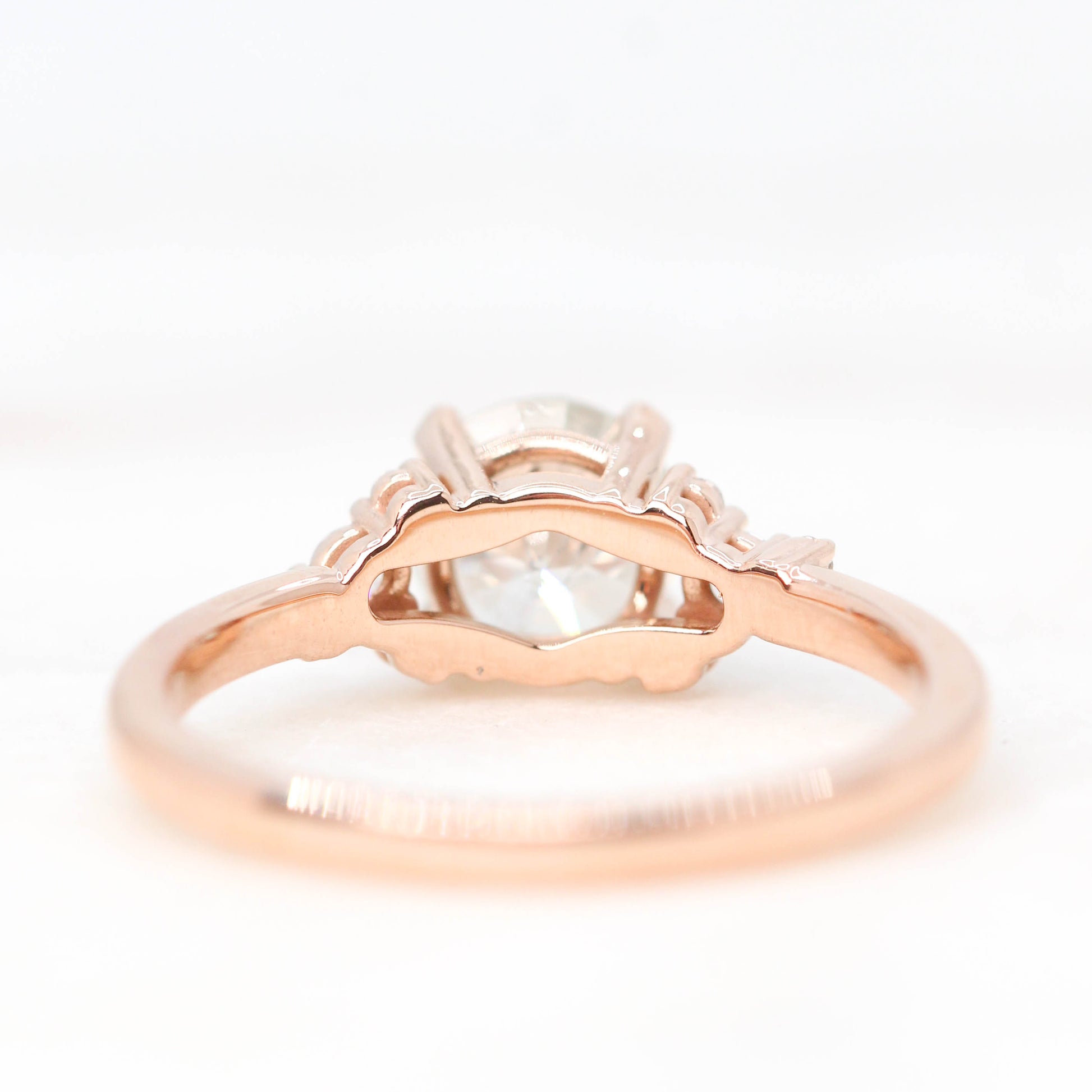 Marley Ring with a 1.05 Carat White Celestial Round Diamond and White Accent Diamonds in 14k Rose Gold - Ready to Size and Ship - Midwinter Co. Alternative Bridal Rings and Modern Fine Jewelry