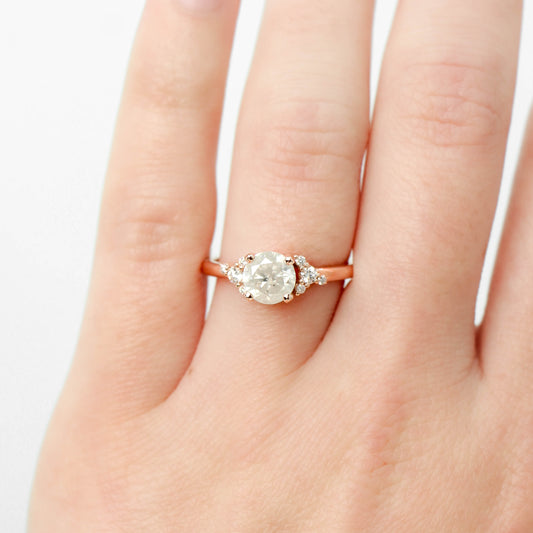 Marley Ring with a 1.05 Carat White Celestial Round Diamond and White Accent Diamonds in 14k Rose Gold - Ready to Size and Ship - Midwinter Co. Alternative Bridal Rings and Modern Fine Jewelry