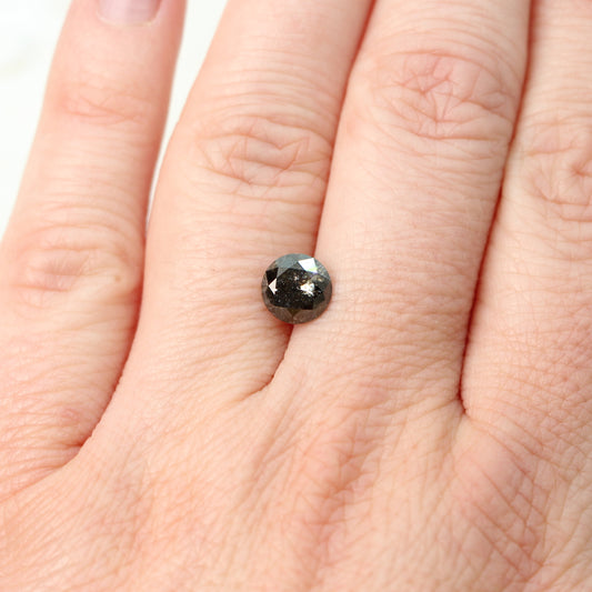 1.38 Carat Round Natural Black Salt and Pepper Diamond for Custom Work - Inventory Code NBRD138 - Midwinter Co. Alternative Bridal Rings and Modern Fine Jewelry