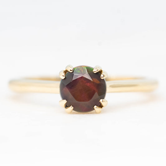 Nesta Ring with a 0.65 Carat Black Opal in 14k Yellow Gold - Ready to Size and Ship - Midwinter Co. Alternative Bridal Rings and Modern Fine Jewelry