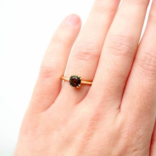 Nesta Ring with a 0.65 Carat Black Opal in 14k Yellow Gold - Ready to Size and Ship - Midwinter Co. Alternative Bridal Rings and Modern Fine Jewelry