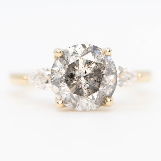 Oleander Ring with a 3.14 Carat Gray Salt and Pepper Diamond and White Diamond Accents in 14k Yellow Gold - Ready to Size and Ship - Midwinter Co. Alternative Bridal Rings and Modern Fine Jewelry